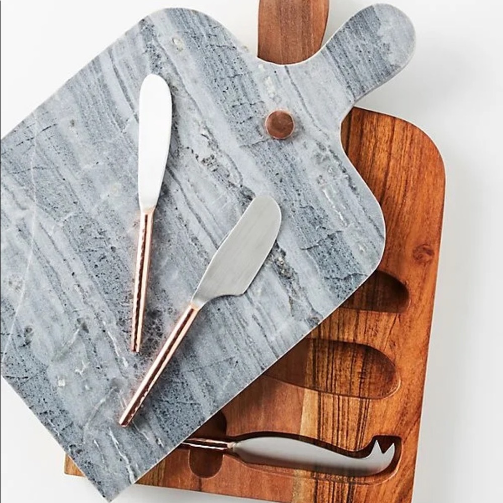 Anthropologie Swivel Marble Cheese Board Serving Set